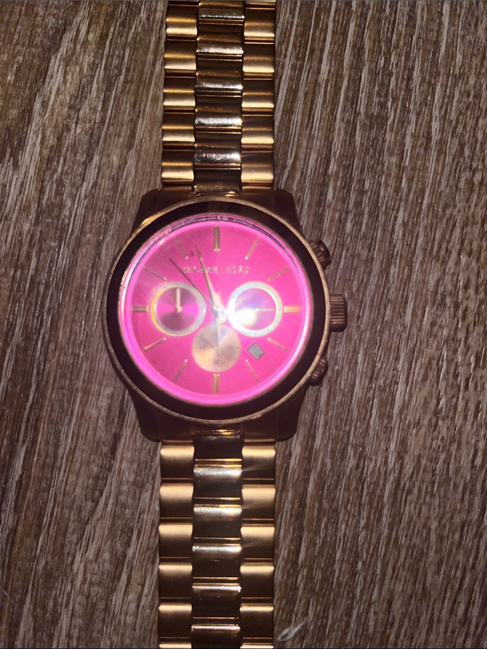 Michael Kors Gold-Tone Bracelet Watch with Pink Dial
